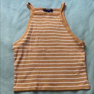 Yellow and Cream Stripped Crop Top